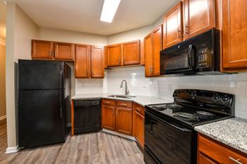 Kitchen with black appliances